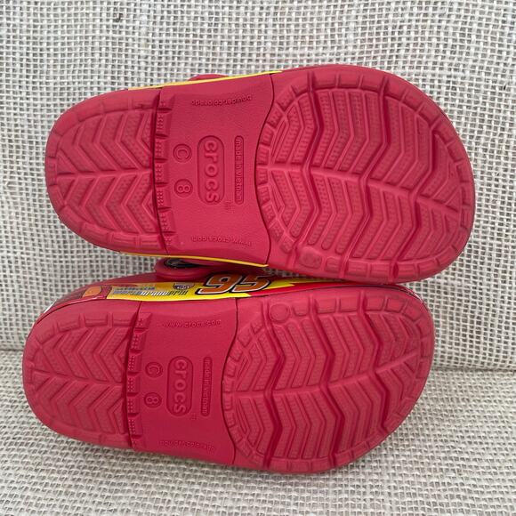 SOLD**Crocs Lightning McQueen CARS LIGHT UP *WORKS* Clogs, Disney Pixar, Size C8 - Picture 8 of 11